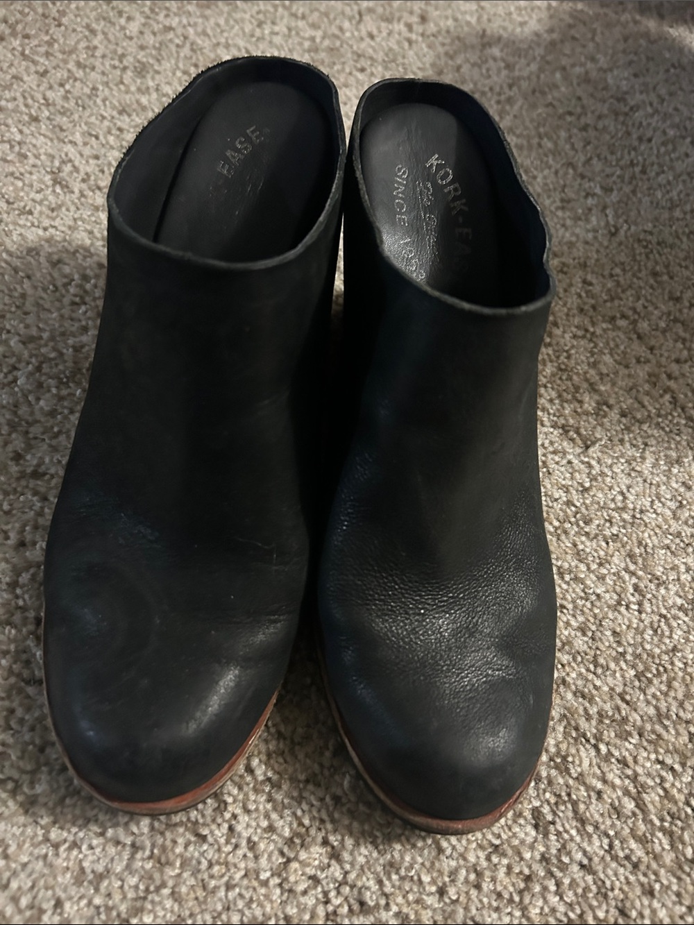Kork-Ease Black Leather Mule Clogs